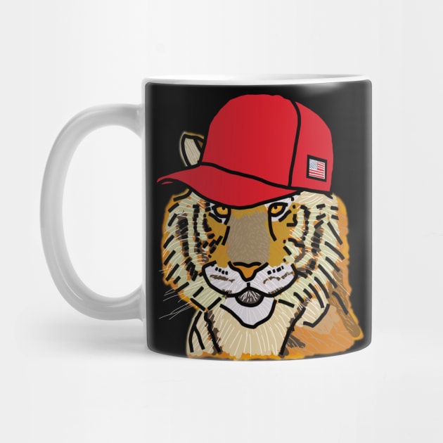 Tiger Wearing a Politics Red Hat by ellenhenryart